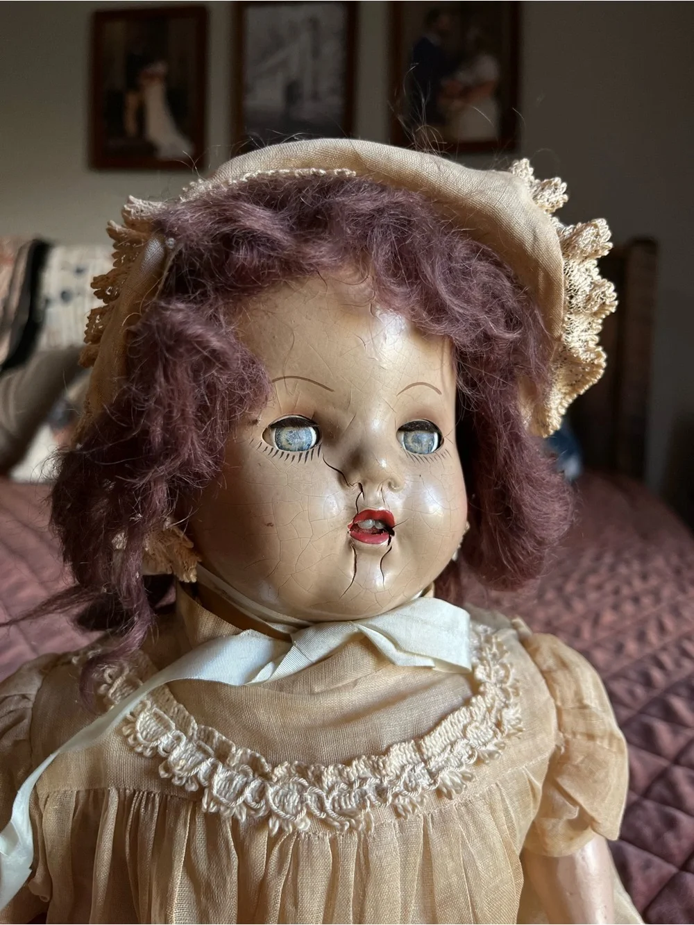 Antique Vintage Doll sleeping eyes cloth body